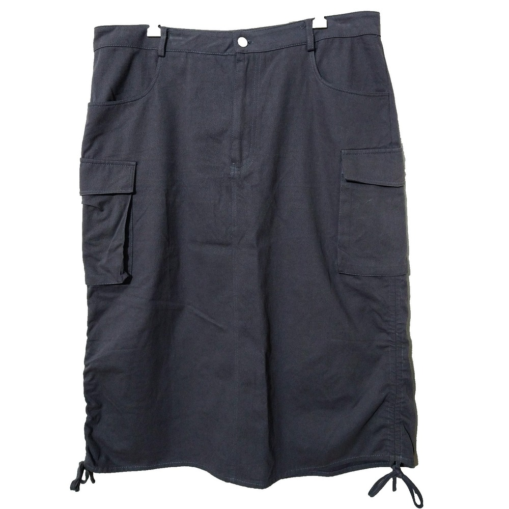 1XL Cider Grey Denim Cargo Skirt Y2K Gorpcore Grunge Urban Indie Dark Academia